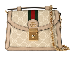 Ophidia Mini Top Handle, Canvas, Beige, 696180, DB/B, 4*